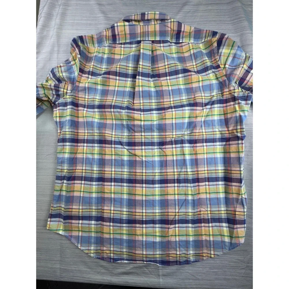 Polo Ralph Lauren Mens XL Plaid Button Down Shirt Blue Yellow Madras Oxford 709